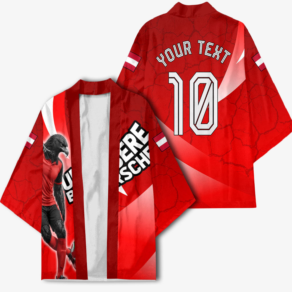 Personalized Austria Football Unsere Burschen Kimono Eagle Mascot Patriotic Wave Grunge