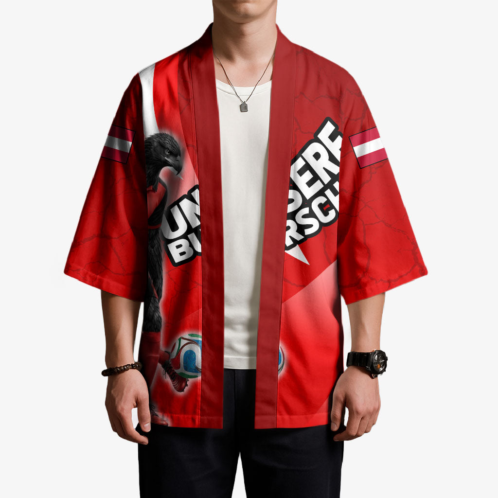 Personalized Austria Football Unsere Burschen Kimono Eagle Mascot Patriotic Wave Grunge