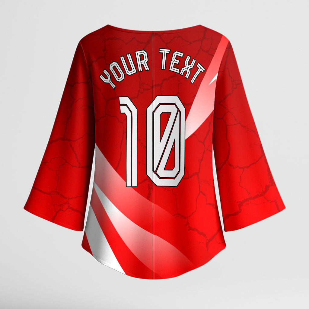 Personalized Austria Football Unsere Burschen Kimono Sleeve Blouse Eagle Mascot Patriotic Wave Grunge
