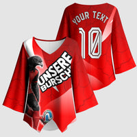 Personalized Austria Football Unsere Burschen Kimono Sleeve Blouse Eagle Mascot Patriotic Wave Grunge