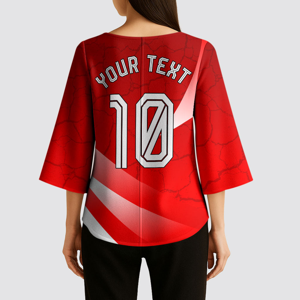 Personalized Austria Football Unsere Burschen Kimono Sleeve Blouse Eagle Mascot Patriotic Wave Grunge