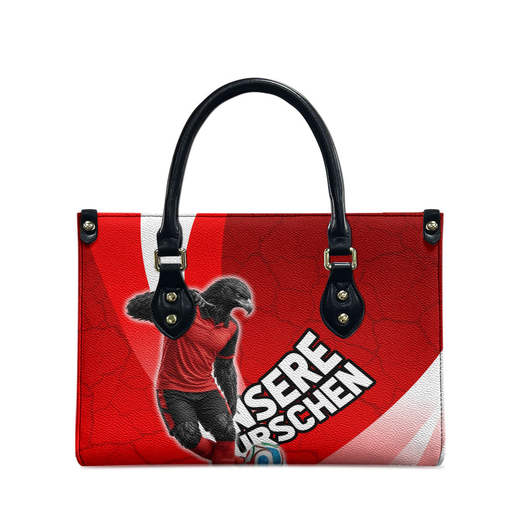 Austria Football Unsere Burschen Leather Bag Eagle Mascot Patriotic Wave Grunge