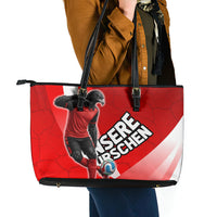 Austria Football Unsere Burschen Leather Tote Bag Eagle Mascot Patriotic Wave Grunge