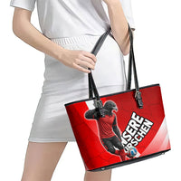 Austria Football Unsere Burschen Leather Tote Bag Eagle Mascot Patriotic Wave Grunge