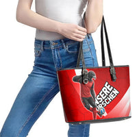 Austria Football Unsere Burschen Leather Tote Bag Eagle Mascot Patriotic Wave Grunge