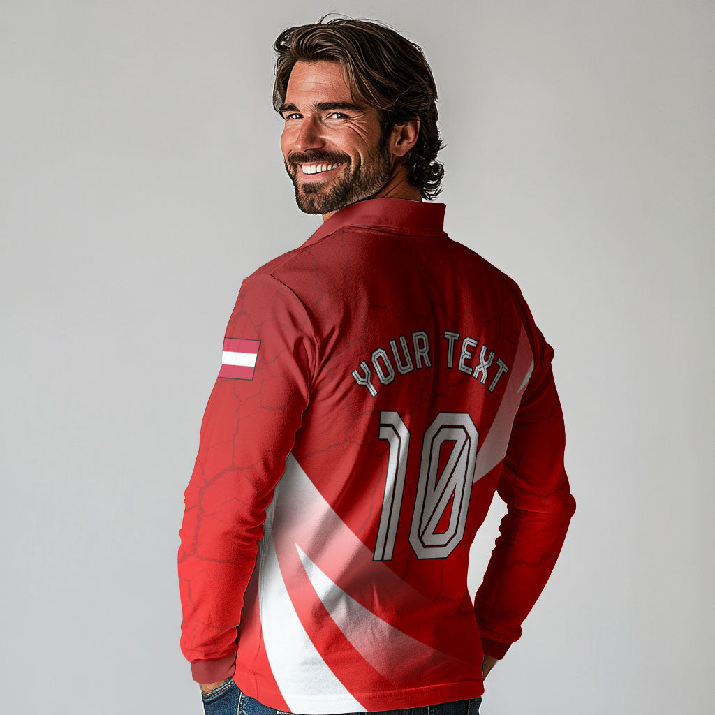 Personalized Austria Football Unsere Burschen Long Sleeve Polo Shirt Eagle Mascot Patriotic Wave Grunge