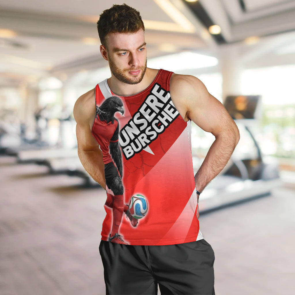 Personalized Austria Football Unsere Burschen Men Tank Top Eagle Mascot Patriotic Wave Grunge