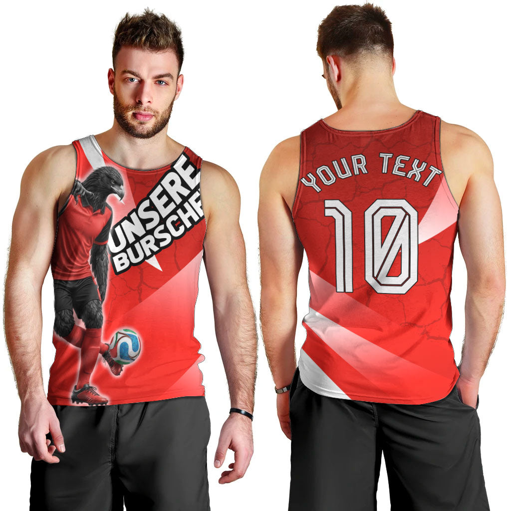 Personalized Austria Football Unsere Burschen Men Tank Top Eagle Mascot Patriotic Wave Grunge