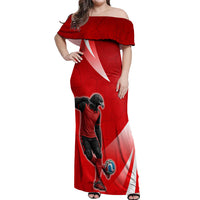 Austria Football Unsere Burschen Off Shoulder Maxi Dress Eagle Mascot Patriotic Wave Grunge