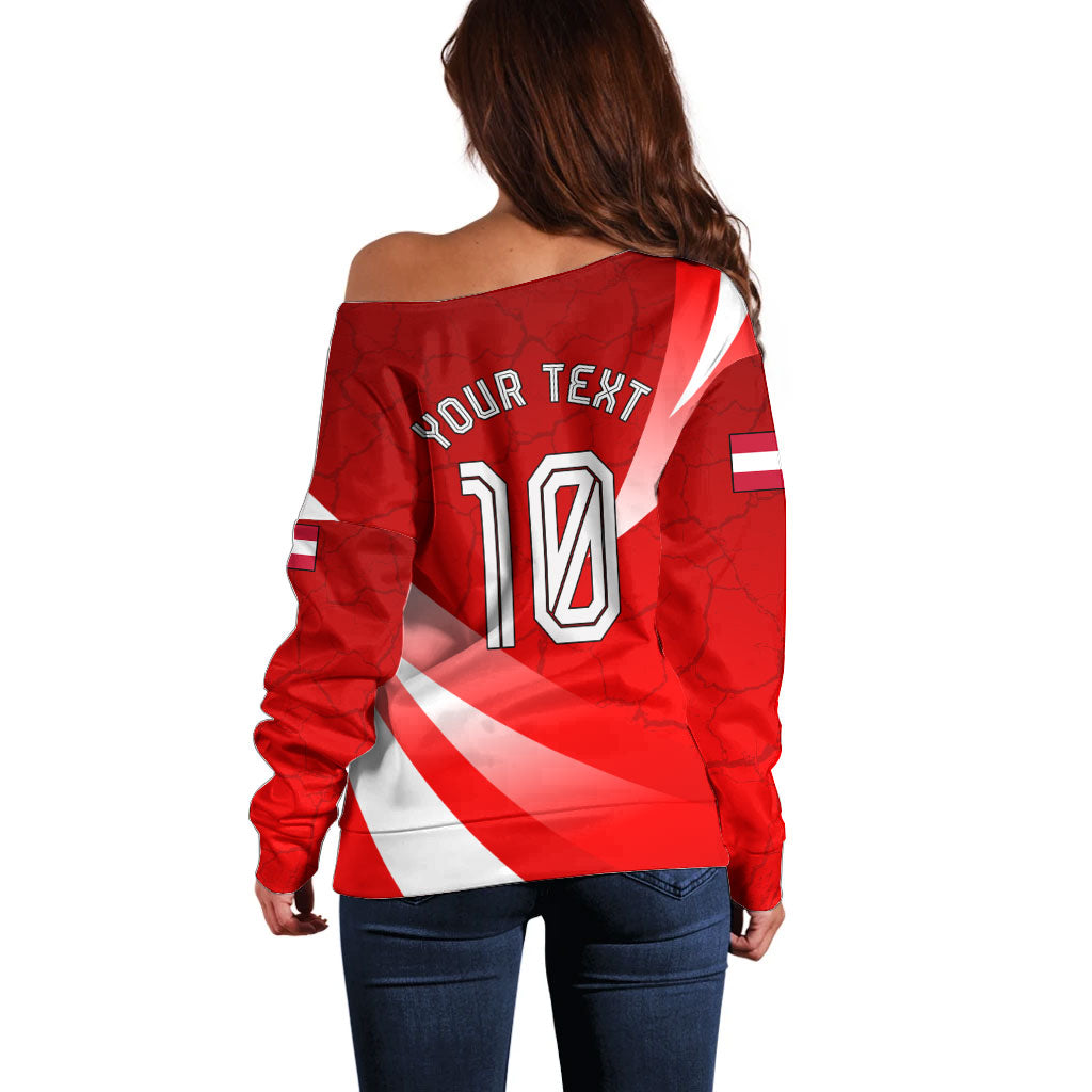 Personalized Austria Football Unsere Burschen Off Shoulder Sweater Eagle Mascot Patriotic Wave Grunge