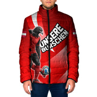 Personalized Austria Football Unsere Burschen Padded Jacket Eagle Mascot Patriotic Wave Grunge