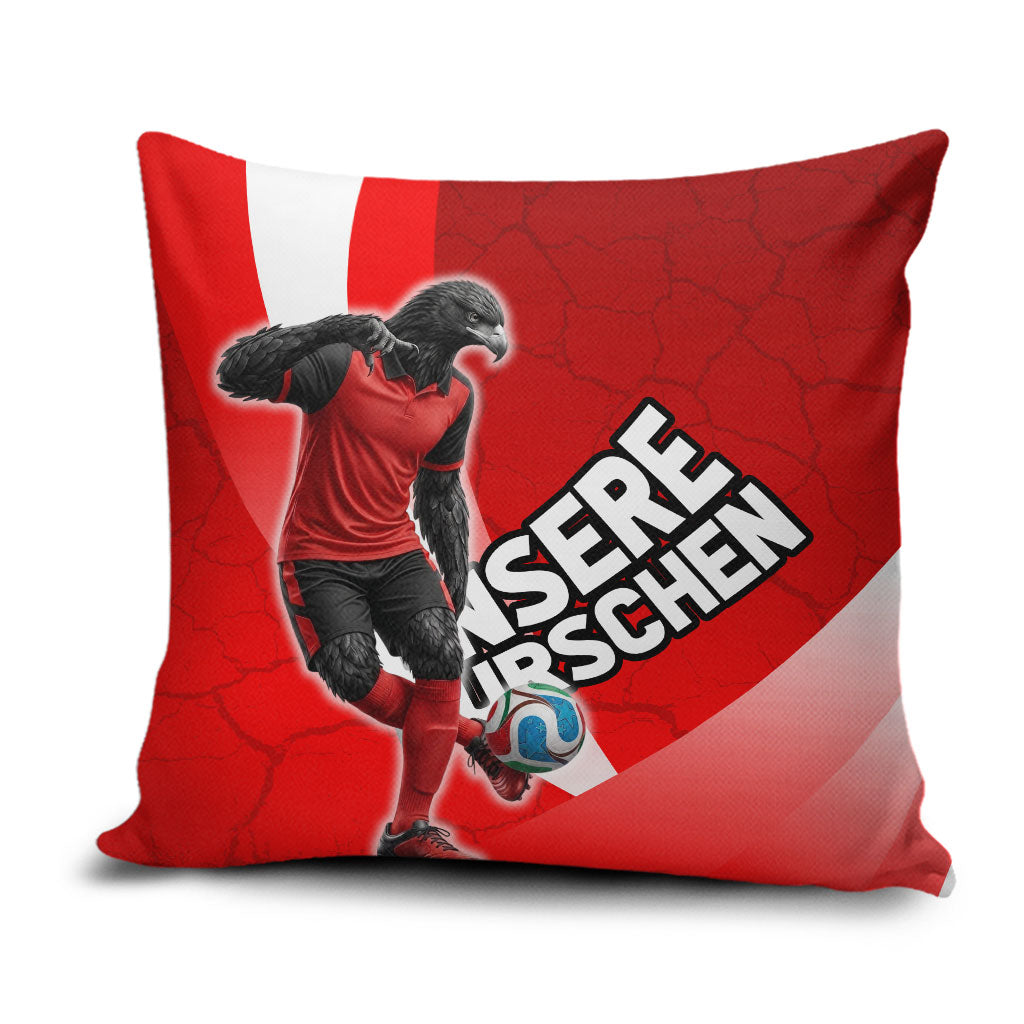 Austria Football Unsere Burschen Pillow Cover Eagle Mascot Patriotic Wave Grunge