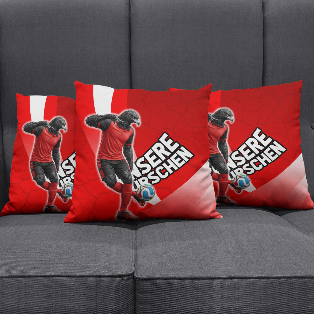 Austria Football Unsere Burschen Pillow Cover Eagle Mascot Patriotic Wave Grunge