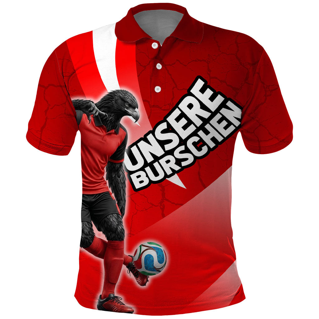 Personalized Austria Football Unsere Burschen Polo Shirt Eagle Mascot Patriotic Wave Grunge