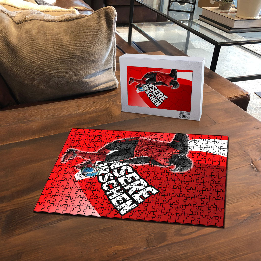 Austria Football Unsere Burschen Puzzle Eagle Mascot Patriotic Wave Grunge