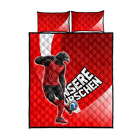 Austria Football Unsere Burschen Quilt Bed Set Eagle Mascot Patriotic Wave Grunge