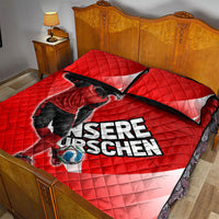 Austria Football Unsere Burschen Quilt Bed Set Eagle Mascot Patriotic Wave Grunge