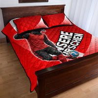 Austria Football Unsere Burschen Quilt Bed Set Eagle Mascot Patriotic Wave Grunge