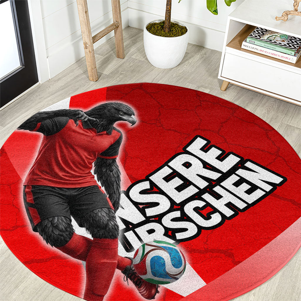 Austria Football Unsere Burschen Round Carpet Eagle Mascot Patriotic Wave Grunge