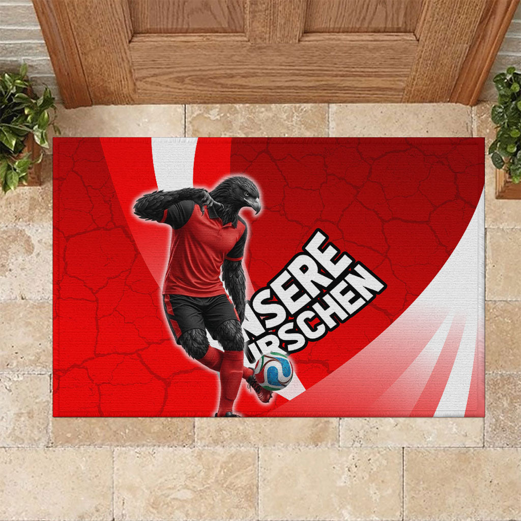 Austria Football Unsere Burschen Rubber Doormat Eagle Mascot Patriotic Wave Grunge