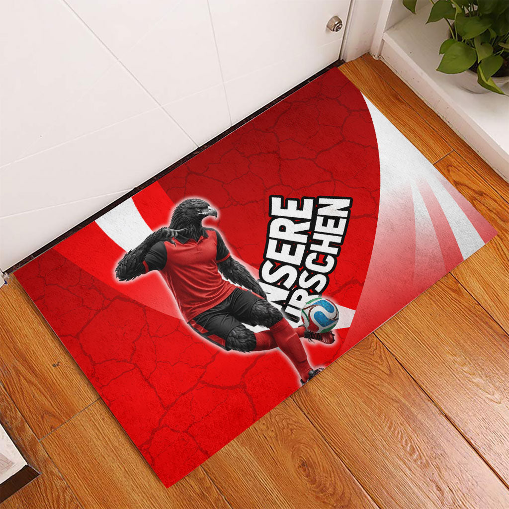 Austria Football Unsere Burschen Rubber Doormat Eagle Mascot Patriotic Wave Grunge