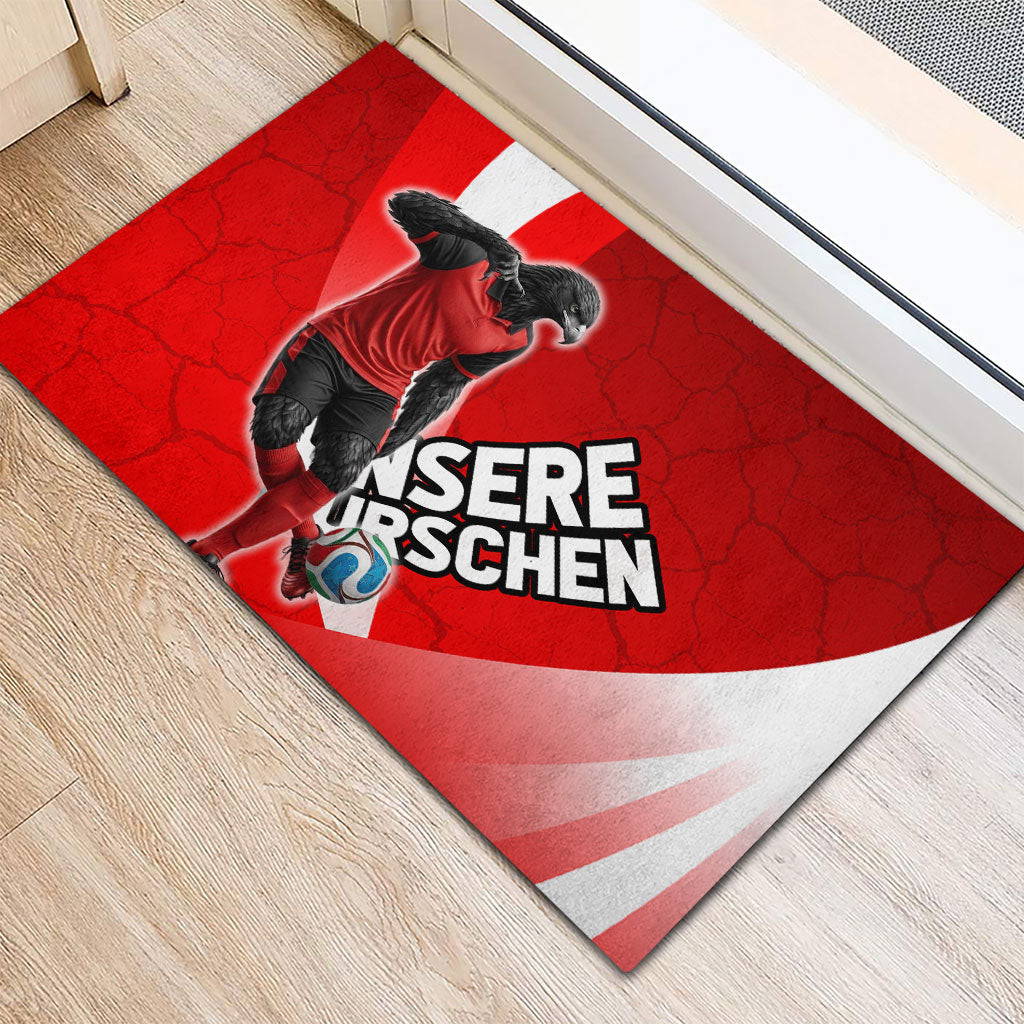 Austria Football Unsere Burschen Rubber Doormat Eagle Mascot Patriotic Wave Grunge