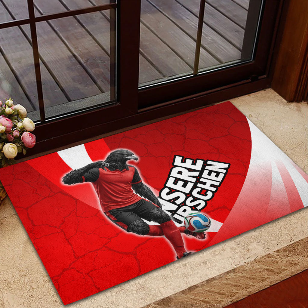 Austria Football Unsere Burschen Rubber Doormat Eagle Mascot Patriotic Wave Grunge