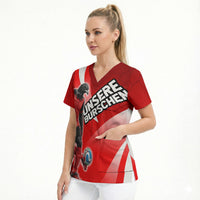 Personalized Austria Football Unsere Burschen Scrub Top Eagle Mascot Patriotic Wave Grunge