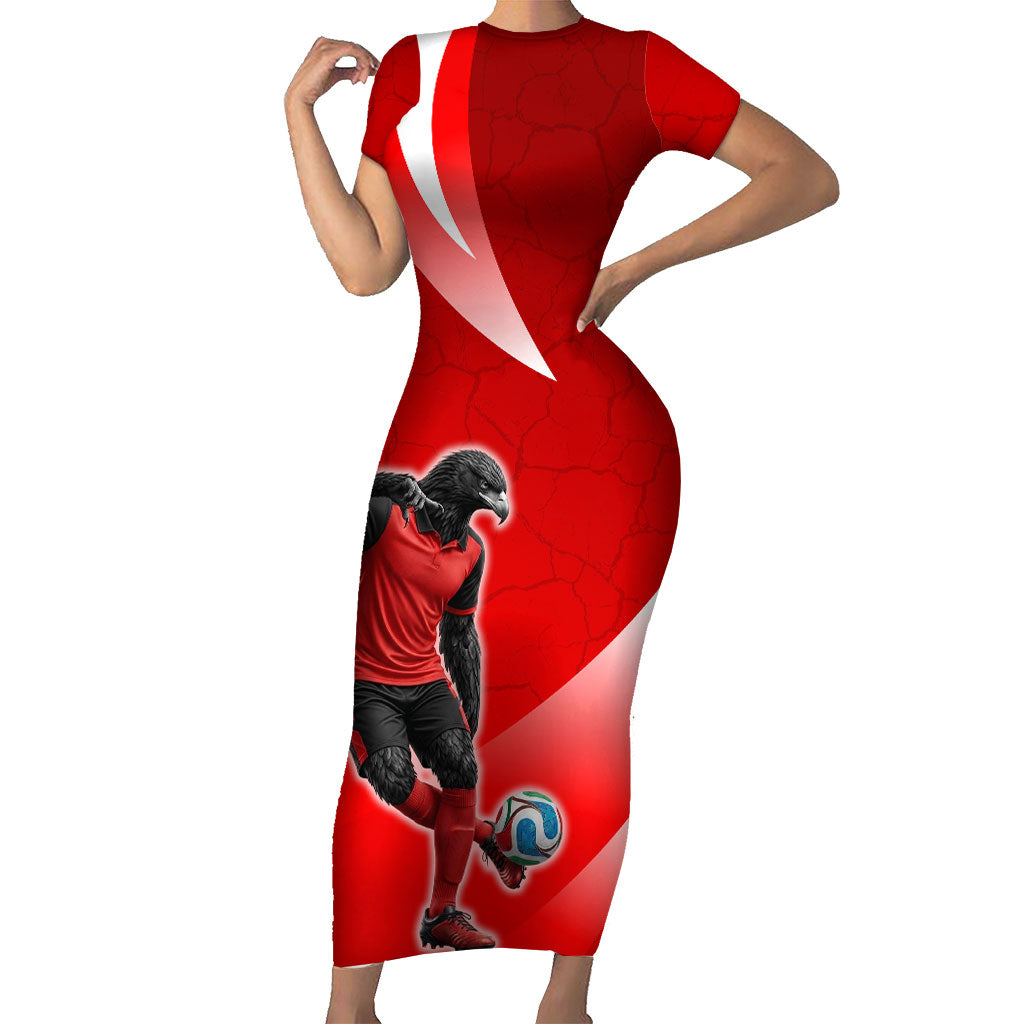 Austria Football Unsere Burschen Short Sleeve Bodycon Dress Eagle Mascot Patriotic Wave Grunge