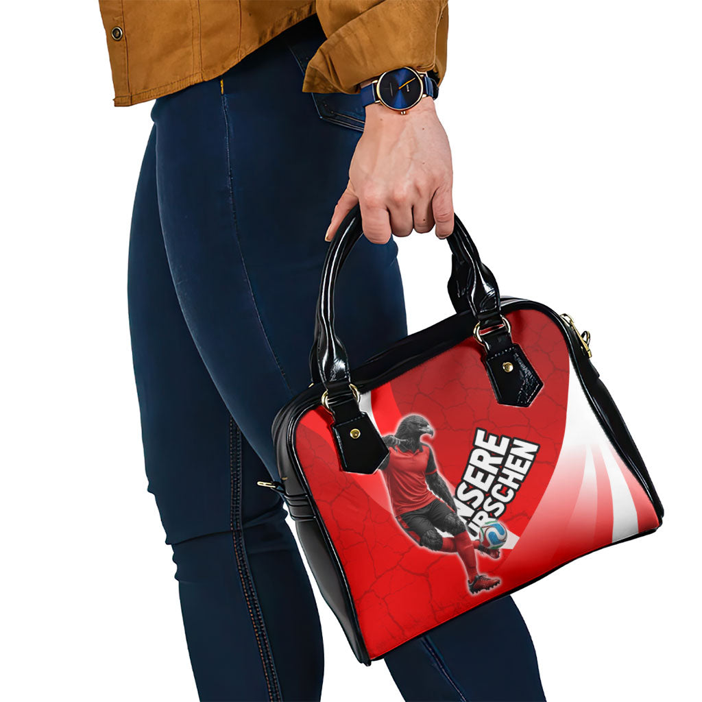 Austria Football Unsere Burschen Shoulder Handbag Eagle Mascot Patriotic Wave Grunge