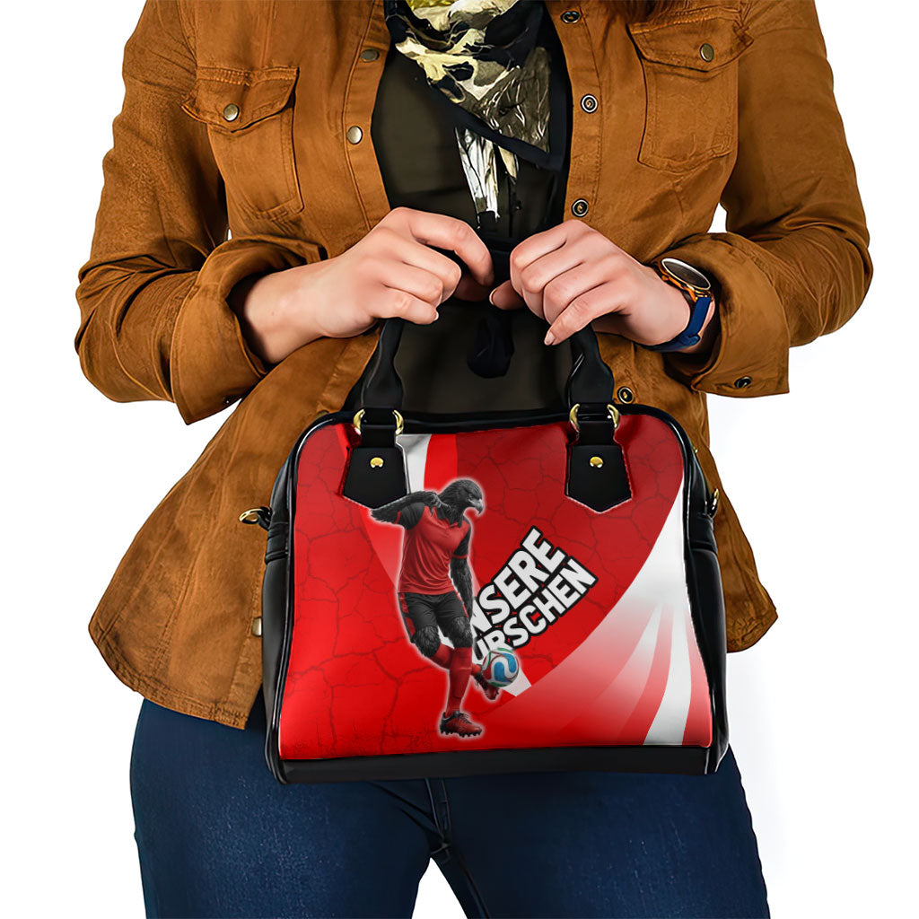 Austria Football Unsere Burschen Shoulder Handbag Eagle Mascot Patriotic Wave Grunge