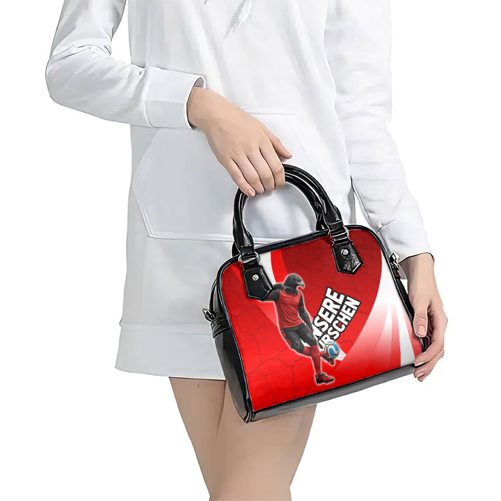 Austria Football Unsere Burschen Shoulder Handbag Eagle Mascot Patriotic Wave Grunge