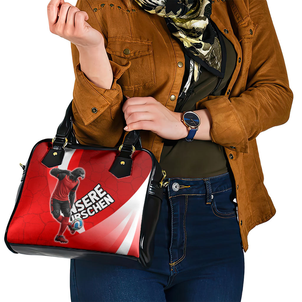 Austria Football Unsere Burschen Shoulder Handbag Eagle Mascot Patriotic Wave Grunge