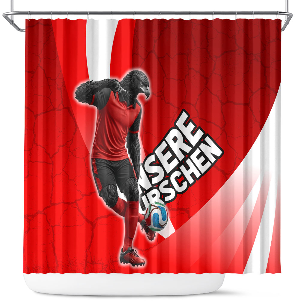 Austria Football Unsere Burschen Shower Curtain Eagle Mascot Patriotic Wave Grunge