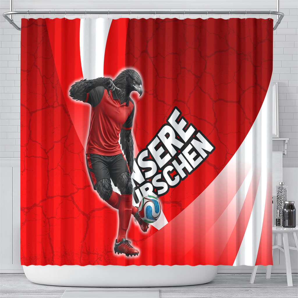 Austria Football Unsere Burschen Shower Curtain Eagle Mascot Patriotic Wave Grunge