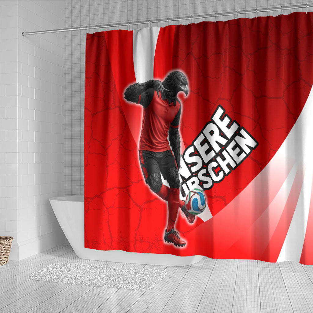 Austria Football Unsere Burschen Shower Curtain Eagle Mascot Patriotic Wave Grunge