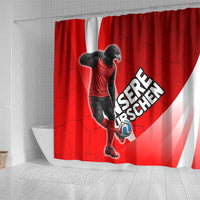 Austria Football Unsere Burschen Shower Curtain Eagle Mascot Patriotic Wave Grunge