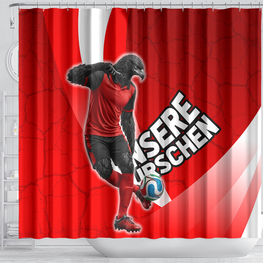 Austria Football Unsere Burschen Shower Curtain Eagle Mascot Patriotic Wave Grunge