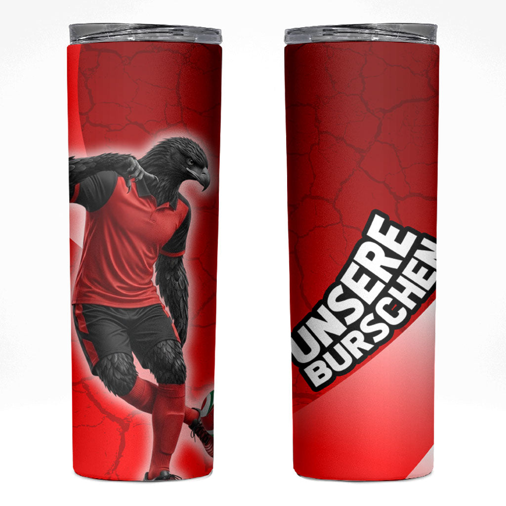Austria Football Unsere Burschen Skinny Tumbler Eagle Mascot Patriotic Wave Grunge