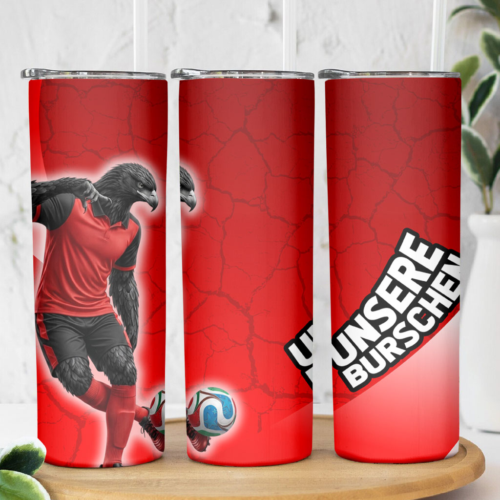 Austria Football Unsere Burschen Skinny Tumbler Eagle Mascot Patriotic Wave Grunge