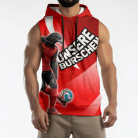 Personalized Austria Football Unsere Burschen Sleeveless Hoodie Eagle Mascot Patriotic Wave Grunge