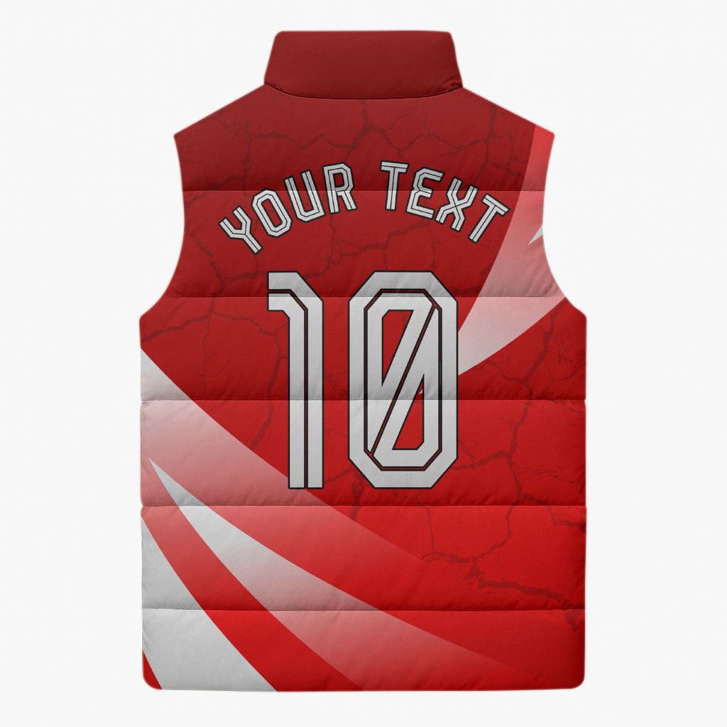 Personalized Austria Football Unsere Burschen Sleeveless Puffer Jacket Eagle Mascot Patriotic Wave Grunge