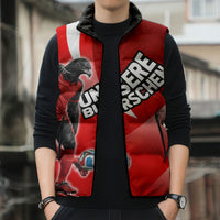Personalized Austria Football Unsere Burschen Sleeveless Puffer Jacket Eagle Mascot Patriotic Wave Grunge