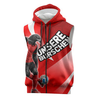 Personalized Austria Football Unsere Burschen Sleeveless Zip Hoodie Eagle Mascot Patriotic Wave Grunge