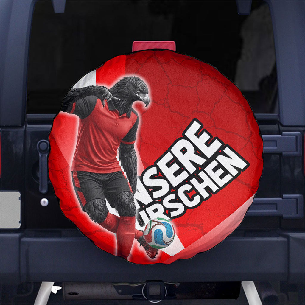 Austria Football Unsere Burschen Spare Tire Cover Eagle Mascot Patriotic Wave Grunge