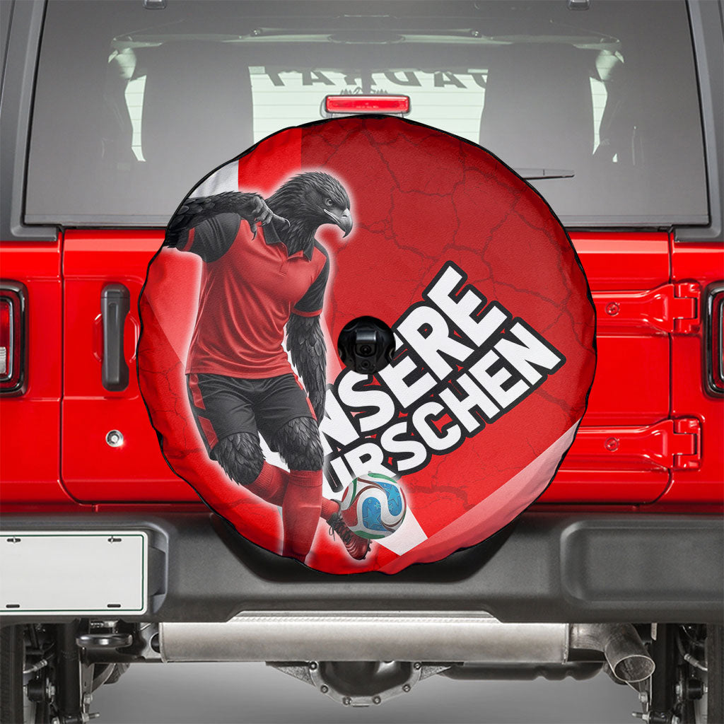 Austria Football Unsere Burschen Spare Tire Cover Eagle Mascot Patriotic Wave Grunge