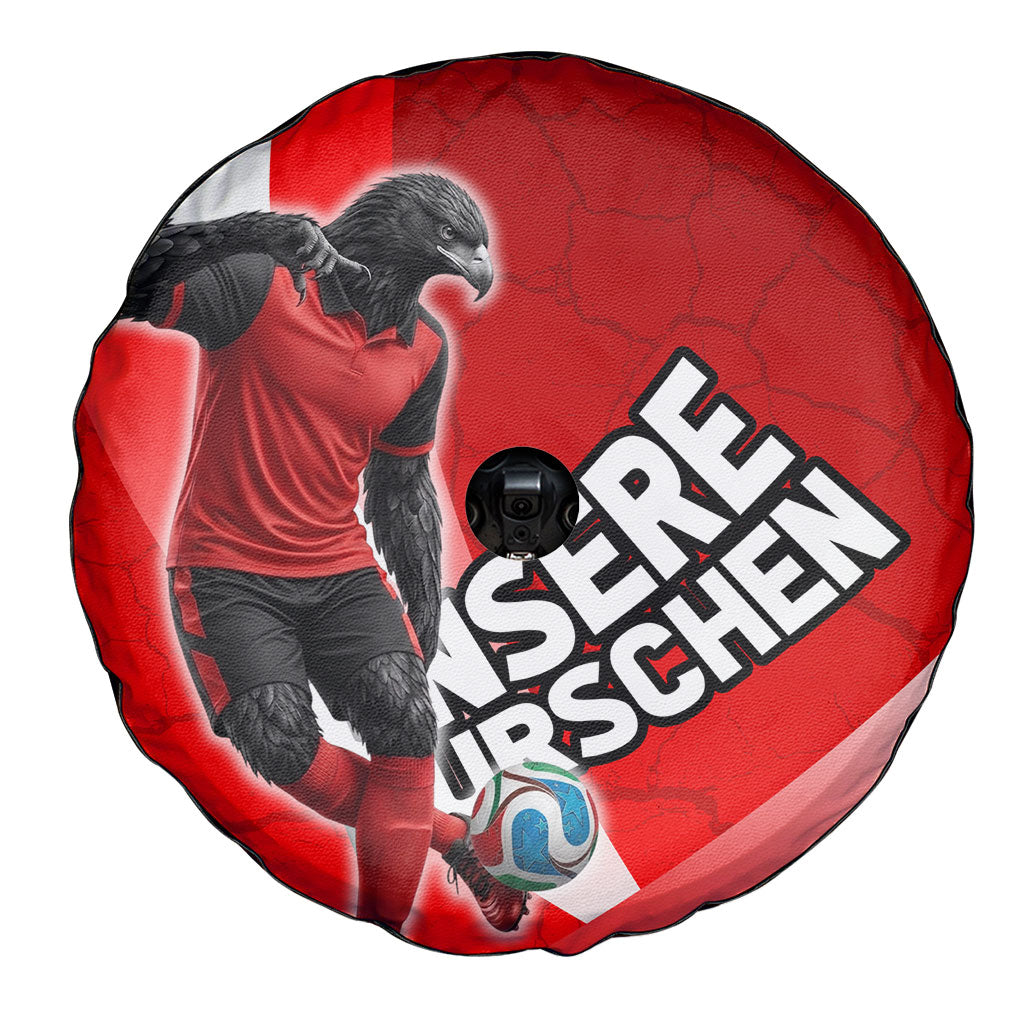 Austria Football Unsere Burschen Spare Tire Cover Eagle Mascot Patriotic Wave Grunge