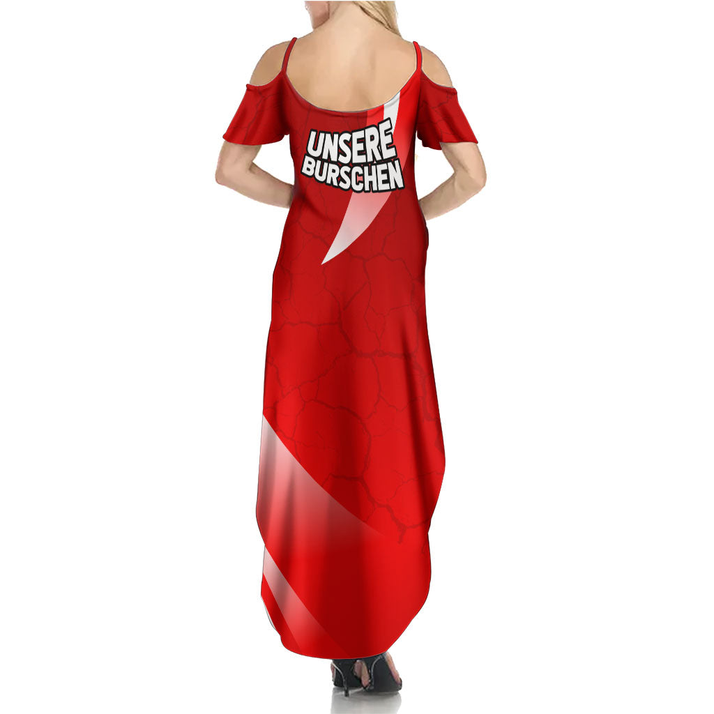 Austria Football Unsere Burschen Summer Maxi Dress Eagle Mascot Patriotic Wave Grunge