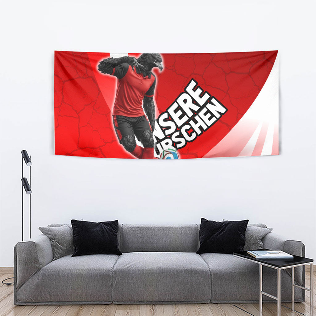 Austria Football Unsere Burschen Tapestry Eagle Mascot Patriotic Wave Grunge