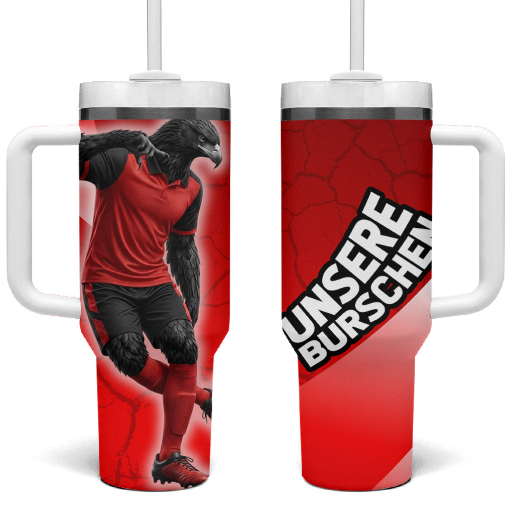 Austria Football Unsere Burschen Tumbler With Handle Eagle Mascot Patriotic Wave Grunge